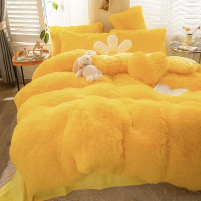 Europäischer und amerikanischer Stil Feste Farbe Verdickte Warme Mink Samt Bettdecken Set