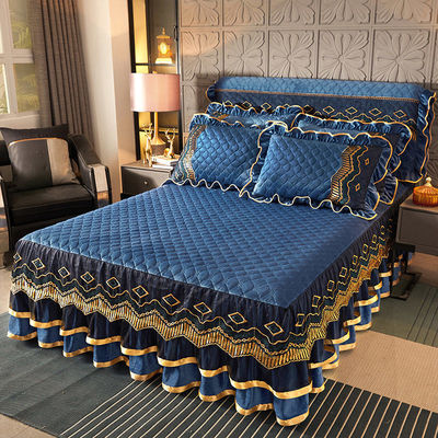 Custom Polyester Bettrock Drei Stück Staubdichte Bettdeckel für Zuhause 40 Stoffzahl