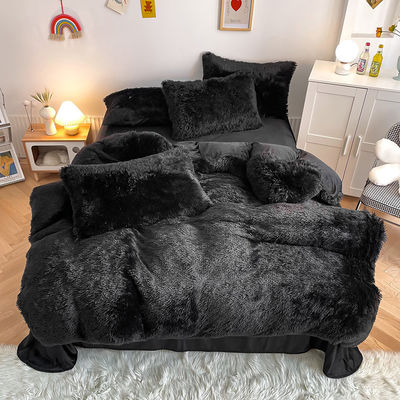 Warme Mink-Velvet-Kristall-Bettwäsche Massivdecken-Abdeckung für den Winter schwarz