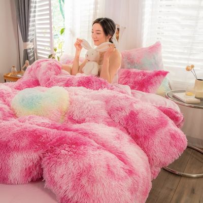 Stoffdichte 173 * 118 Farbiges Vierteils-Mink-Kristallmilch-Kaninchen-Velvet-Bettzeug-Set