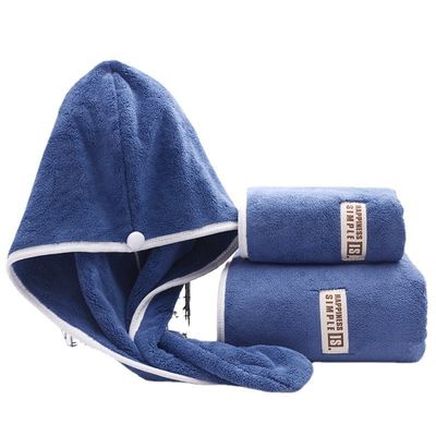 Hochabsorbierendes Korallen-Velvet-Badehandtuch und Duschkappe Geschenksatz 1 kg Polyestermaterial