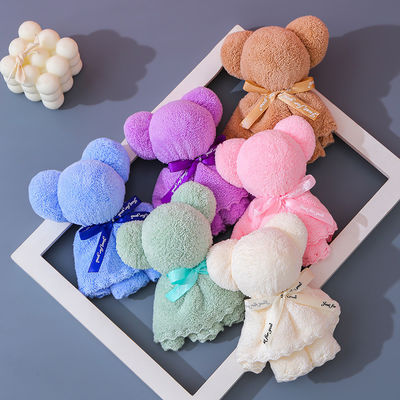 Kinder Altersgruppe 30x30cm Korallen Samt Fleece Bären Handtuch für Hochzeitsgeschenke