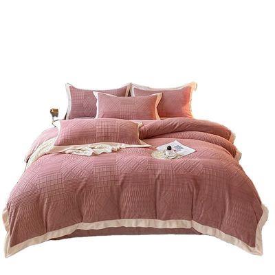 Grade A Streifen Vierteils-Set aus festfarbigem Milch-Velvet und Französisch-Velvet für Baby
