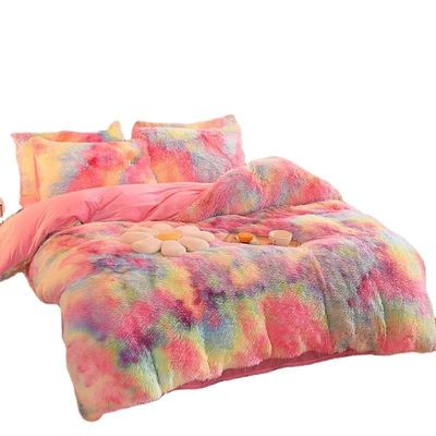Handgefertigte rosa Bettwäsche Plush Quilt Set mit super weichen künstlichen Samt und Flussigen Cover