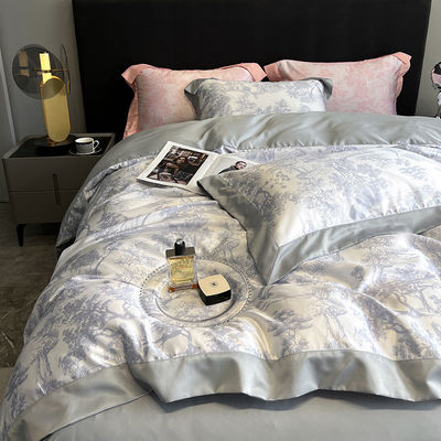 Luxus gewaschener Baumwolle Seidenbroderie 4 Stück Bettwäsche Set für King Size Comforter Set