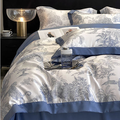 Luxus gewaschener Baumwolle Seidenbroderie 4 Stück Bettwäsche Set für King Size Comforter Set