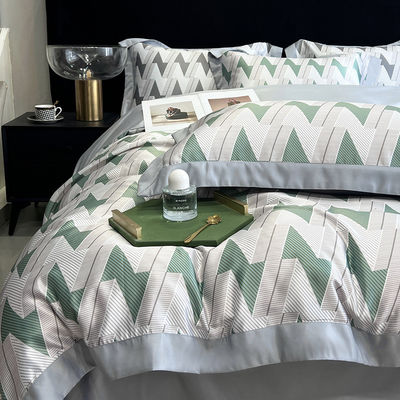 Luxus gewaschener Baumwolle Seidenbroderie 4 Stück Bettwäsche Set für King Size Comforter Set