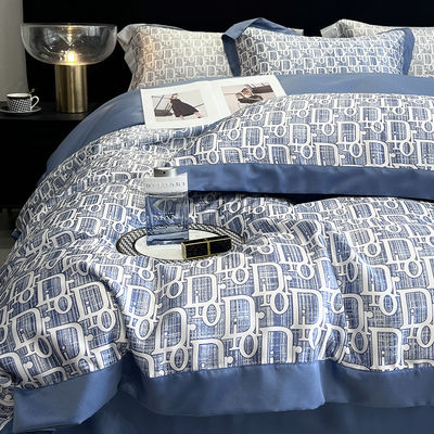 Luxus gewaschener Baumwolle Seidenbroderie 4 Stück Bettwäsche Set für King Size Comforter Set