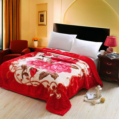 Luxus 100% Polyester Raschel Mink Decke mit Mikrofaser Stoff