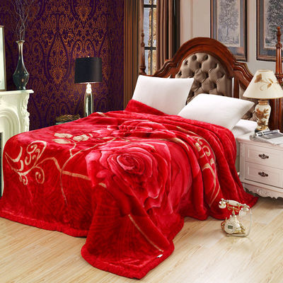 Luxus 100% Polyester Raschel Mink Decke mit Mikrofaser Stoff