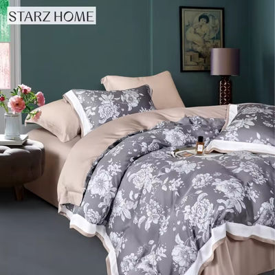 Luxus-Haus-Textilien Blumen-Druck 100% Baumwolle Bettwäsche Set mit in Plain Style