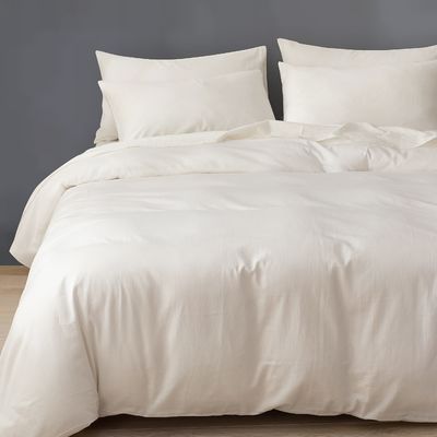 Lange Stapel Baumwolle Bio Stoff Dichte Bettwäsche Set Creme 3Pcs Decke Abdeckung 100% Baumwolle