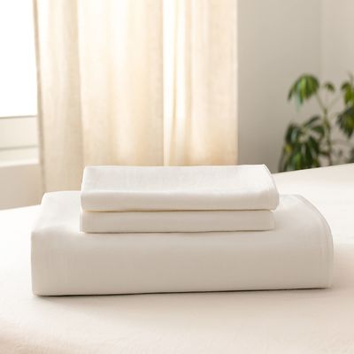 Lange Stapel Baumwolle Bio Stoff Dichte Bettwäsche Set Creme 3Pcs Decke Abdeckung 100% Baumwolle