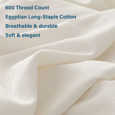 Lange Stapel Baumwolle Bio Stoff Dichte Bettwäsche Set Creme 3Pcs Decke Abdeckung 100% Baumwolle