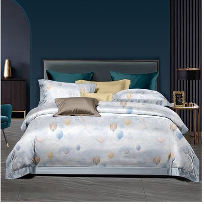 Customized Farbe 4 Stück Luxus Polyester Flachgewebe Weiches Hotel Design Bettwäsche Set für King-Bett