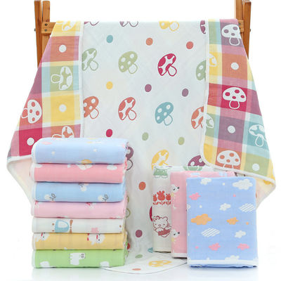 Sechs-Schicht-Muslin-Badehandtuch mit Dobby Border Weichabsorbent und 100% Baumwollmaterial