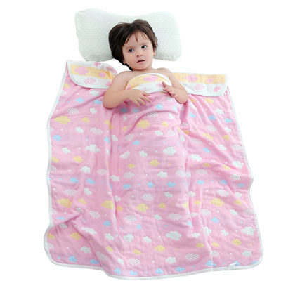 Sechs-Schicht-Muslin-Badehandtuch mit Dobby Border Weichabsorbent und 100% Baumwollmaterial