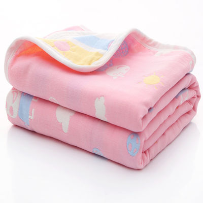 Sechs-Schicht-Muslin-Badehandtuch mit Dobby Border Weichabsorbent und 100% Baumwollmaterial