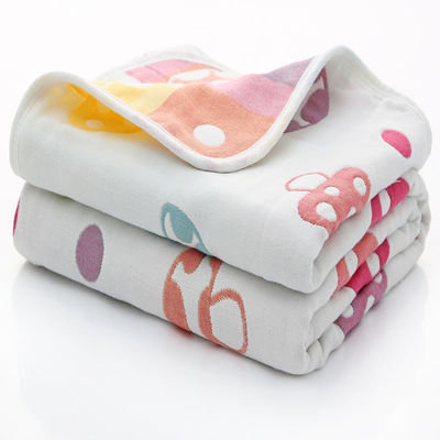 Sechs-Schicht-Muslin-Badehandtuch mit Dobby Border Weichabsorbent und 100% Baumwollmaterial