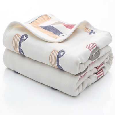 Sechs-Schicht-Muslin-Badehandtuch mit Dobby Border Weichabsorbent und 100% Baumwollmaterial