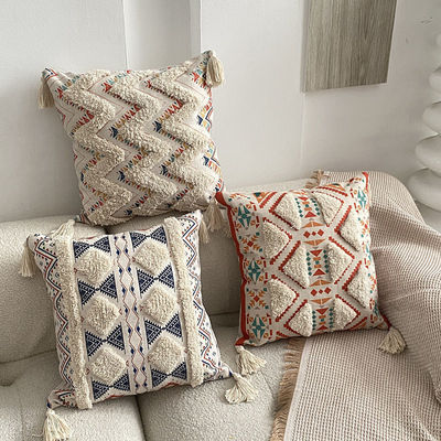 Customized Größe Tufted Leinen Druck Kissen Deckel für Sofa Dekorativ im ethnischen Stil