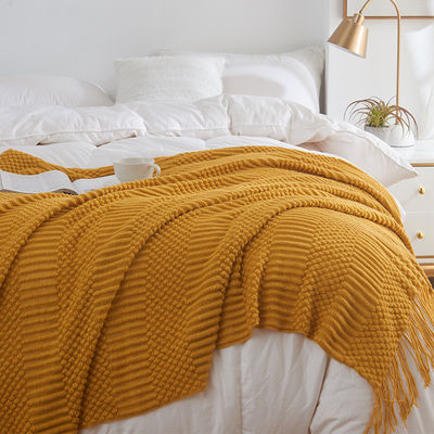 Geflechtete Wolldecke mit Acryl-Tassel Einfacher Stil Maßgeschneiderte Sofa-Sofa-Decke