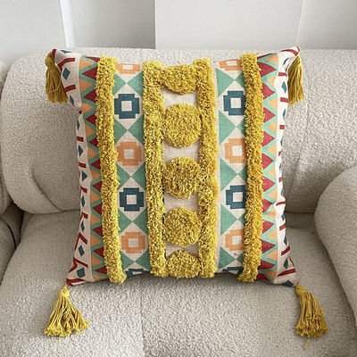 Customized Größe Tufted Leinen Druck Kissen Deckel für Sofa Dekorativ im ethnischen Stil