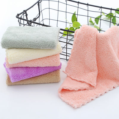 Trocknungsdichte Korallenfleece Kleines quadratisches Handtuch 25*25 Handtuch mit Dobby Border Muster
