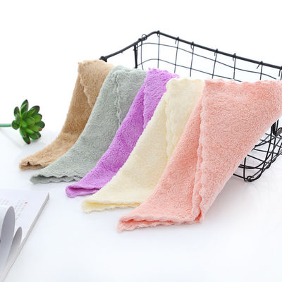 Trocknungsdichte Korallenfleece Kleines quadratisches Handtuch 25*25 Handtuch mit Dobby Border Muster