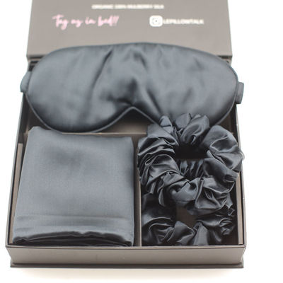 Solides Muster benutzerdefiniertes Logo Satin Silk Augenmasken Set Box für Hautfreundliche Ruhigen Schlaf