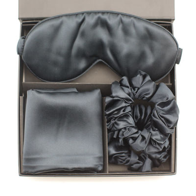 Solides Muster benutzerdefiniertes Logo Satin Silk Augenmasken Set Box für Hautfreundliche Ruhigen Schlaf
