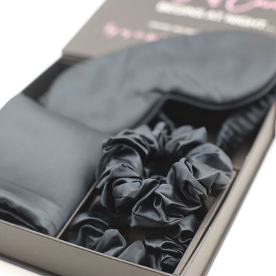 Solides Muster benutzerdefiniertes Logo Satin Silk Augenmasken Set Box für Hautfreundliche Ruhigen Schlaf