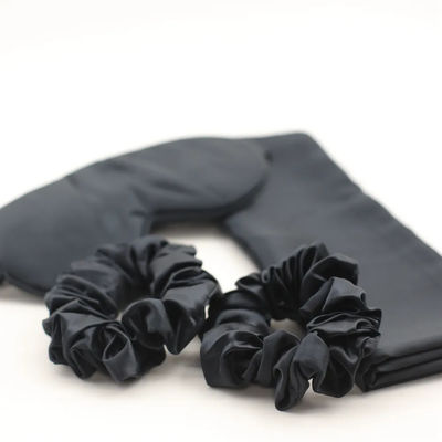 Solides Muster benutzerdefiniertes Logo Satin Silk Augenmasken Set Box für Hautfreundliche Ruhigen Schlaf