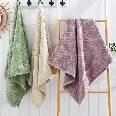 Für alle Anlässe geschnittenes Samt Jacquard Blätter Badetücher Set für Grade Geschenke am Tag der Erde