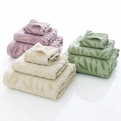 Für alle Anlässe geschnittenes Samt Jacquard Blätter Badetücher Set für Grade Geschenke am Tag der Erde