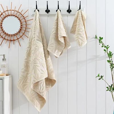 Für alle Anlässe geschnittenes Samt Jacquard Blätter Badetücher Set für Grade Geschenke am Tag der Erde