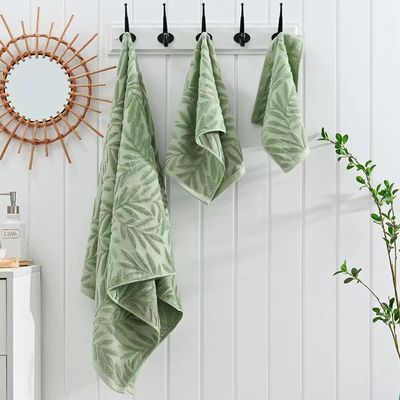 Für alle Anlässe geschnittenes Samt Jacquard Blätter Badetücher Set für Grade Geschenke am Tag der Erde