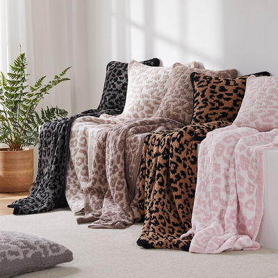 Hausgerät Komfortable Strickdecke mit Leopard Zebra Druck in 22 Farben