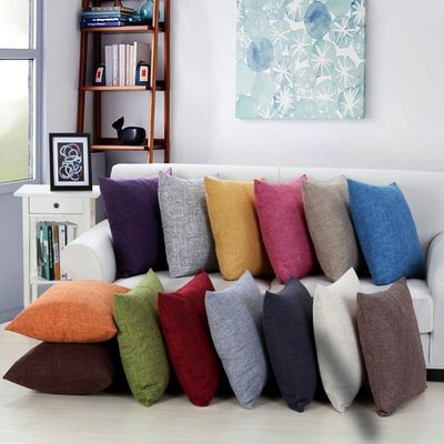 Einfache Massivfarben Leinen-Baumwollkissenhülle für Heimkissen in Vintage-Stil