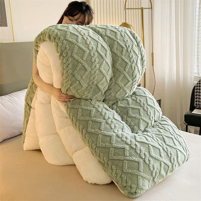 100% Polyester Verdickte Warme Taffeta Winterdecke mit Lammselbst und gedrucktem Muster