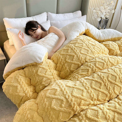 100% Polyester Verdickte Warme Taffeta Winterdecke mit Lammselbst und gedrucktem Muster