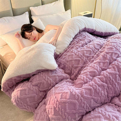 100% Polyester Verdickte Warme Taffeta Winterdecke mit Lammselbst und gedrucktem Muster