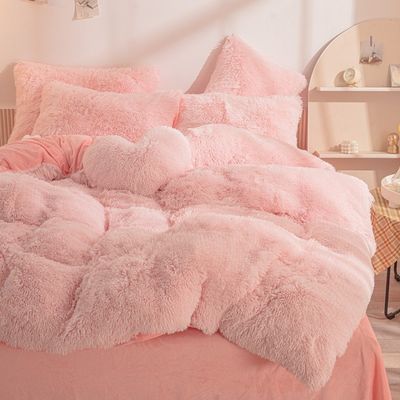 Maßgeschneiderte Shaggy Plush Decke Deckel Set Weich Winter Bettwäsche ohne Füllung