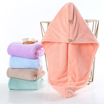 Frauen Korallenfleece Trockene Haartüte Schnelltrockene Absorbierende Duschhut mit verdicktem Handtuch