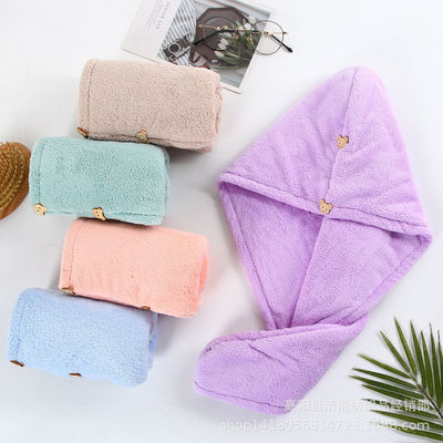 Frauen Korallenfleece Trockene Haartüte Schnelltrockene Absorbierende Duschhut mit verdicktem Handtuch