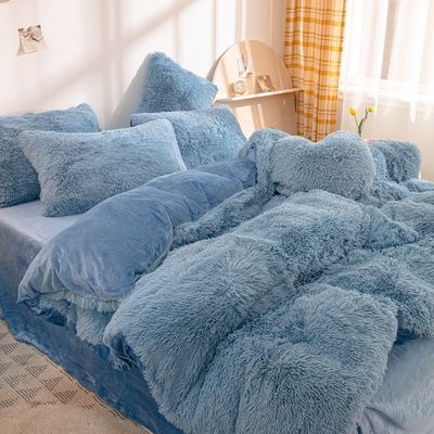 Maßgeschneiderte Shaggy Plush Decke Deckel Set Weich Winter Bettwäsche ohne Füllung