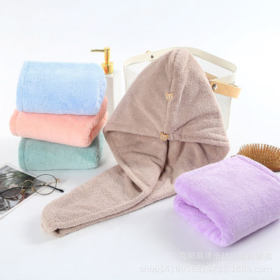 Frauen Korallenfleece Trockene Haartüte Schnelltrockene Absorbierende Duschhut mit verdicktem Handtuch