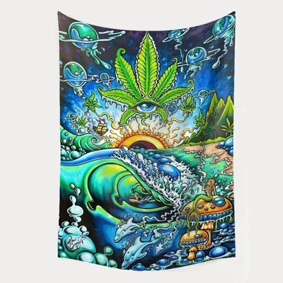 3D-Druck Trippy-Pilzteppich Hippie Psychedelische abstrakte Kunstteppich für Wandhängen