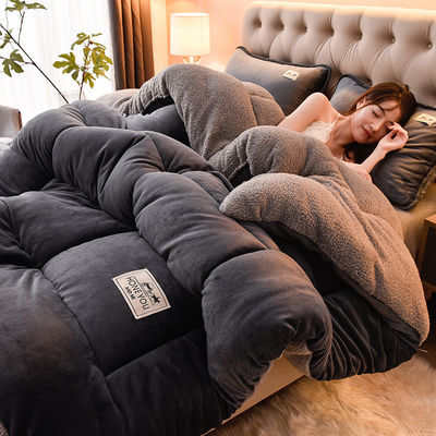 Maßgeschneiderte Größe Lammfleece Milch Samtdecke Verdickte super warme Winter Bettwäsche Set