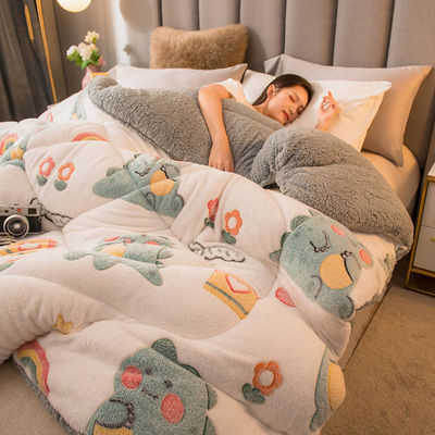 Maßgeschneiderte Größe Lammfleece Milch Samtdecke Verdickte super warme Winter Bettwäsche Set